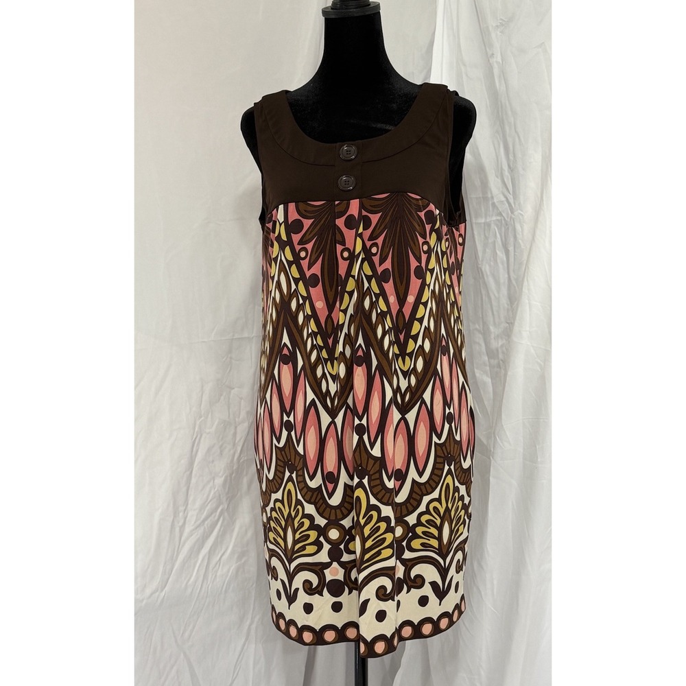 Sangria Brown, Pink,‎ Yellow, White Tank Dress Petite Women's Size 10P